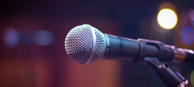 Image of a microphone on a soft background